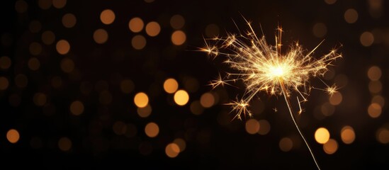 Leinwandbilder - A festive sparkler illuminates a black background setting the scene for a Christmas and New Year s party Copy space image