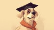A cartoon graduation dog wearing a graduation cap