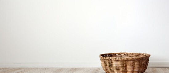 Aufkleber - A vintage basket sits empty against a white wall providing room for a copy space image