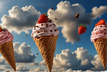 Ice cream in abstraction, explosion of taste, photos for design and advertising