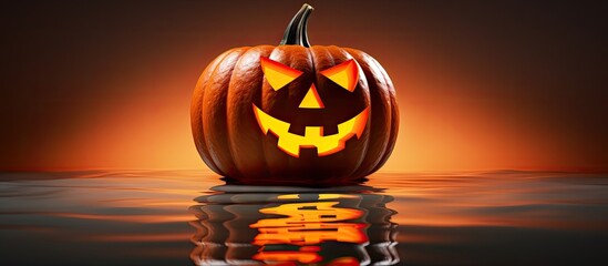 Canvas Print - Isolate Halloween pumpkin head jack lantern with shadow reflection and copy space image Includes clipping path