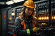 © free - Female electrician wearing safety suit is maintaining and repairing electricity