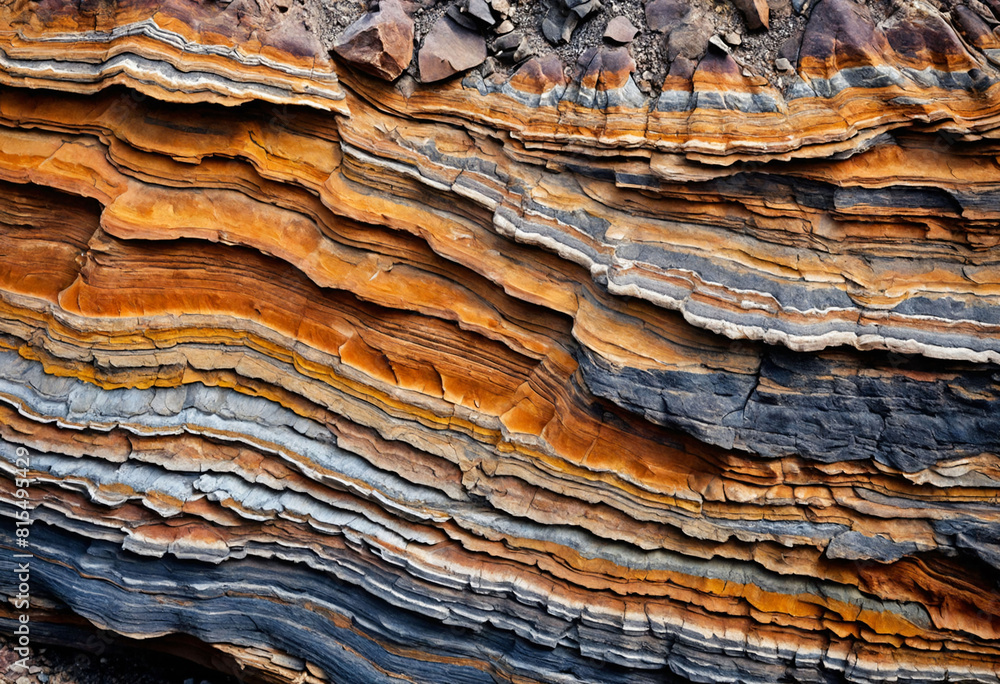 Blue Layered Rocks Stunning stratified layers of rock in a myriad of colors, illustrating ...