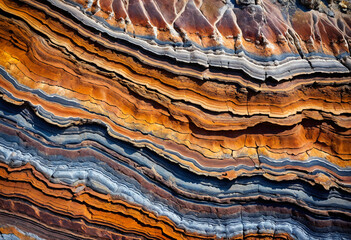 Wall Mural - Stunning stratified layers of rock in a myriad of colors, illustrating the beautiful natural patterning and geological time