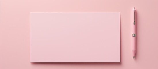 Aufkleber - A top view mockup featuring a pink envelope with blank paper and pen perfect for a greeting card or invitation with copy space for customization