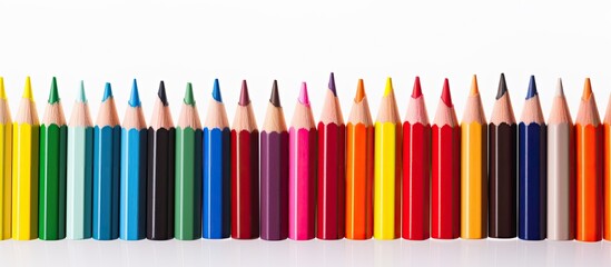 Aufkleber - A copy space image of color pencils placed on a white background leaving ample room inside for text