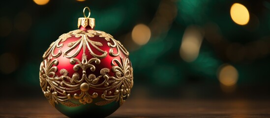Poster - Christmas ornament created at home featuring a design and decoration unique to the maker s personal style with ample copy space image
