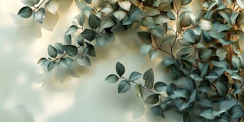 Wall Mural - Green leaves wall on neutral background isolated. Concept Nature, Greenery, Background, Isolated, Copy Space