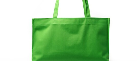 Sticker - A green fabric tote bag with a handle is isolated on a white background making it perfect as a copy space image