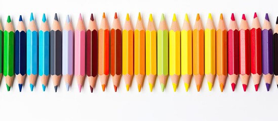 Aufkleber - A copy space image of color pencils placed on a white background leaving ample room inside for text