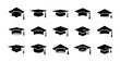 © Hunter Leader - Academic graduation cap icon set vector illustration