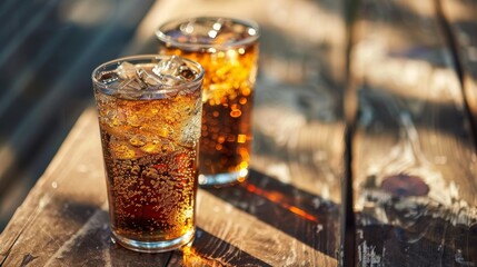 glass of cola, soda with ice