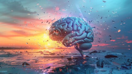 Exploding Brain Concept Art at Sunset