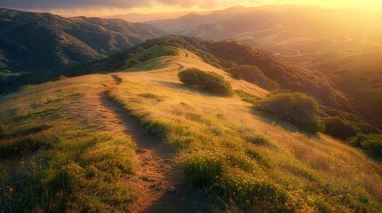 Wall Mural - A path winds its way up a hillside