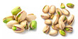 Pistachio nuts on white background. Generative ai design concept art.