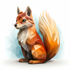 Sticker - Low poly fox on a white background. Polygonal illustration.