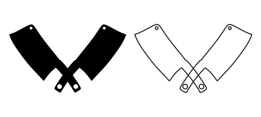 Kitchen and meat cutting knives set realistic vector of chef and butcher tools. Stainless cleaver, carving and chopping, chefs, filleting, boning and paring knives with black handles, cutlery design.