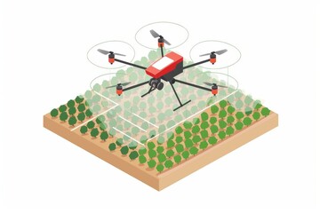 Wall Mural - Advanced agricultural drones employ structured precision in pesticide applications, optimizing crop protection with sensoric technology settings