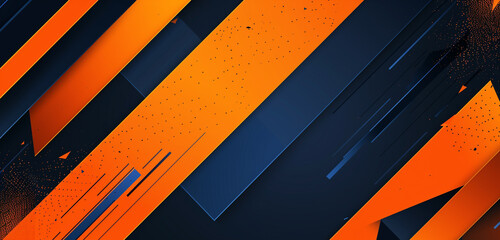 Wall Mural - Angular shapes in orange and deep blue.