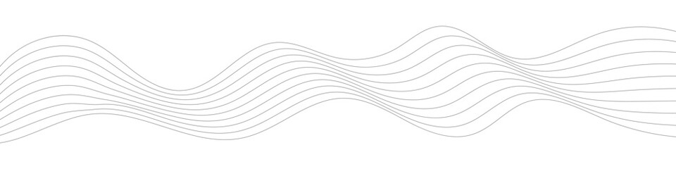 Thin line wavy abstract vector background. Curve wave seamless pattern. Line art striped graphic template. Futuristic technology concept. Vector illustration.
