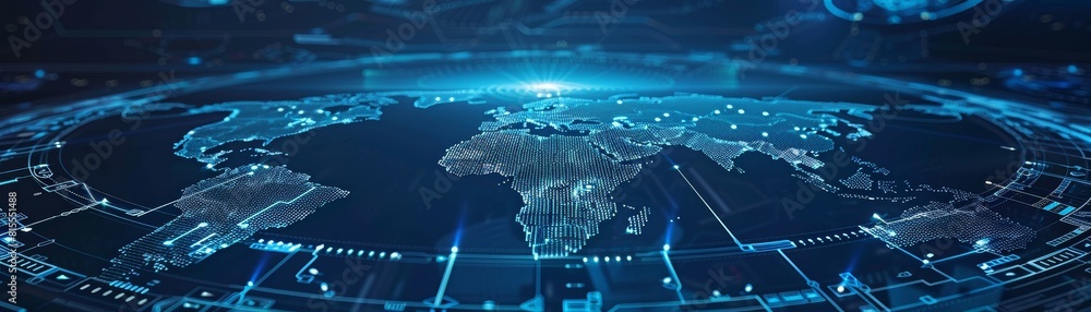 World map of terrain with radar interface. Stock Illustration | Adobe Stock