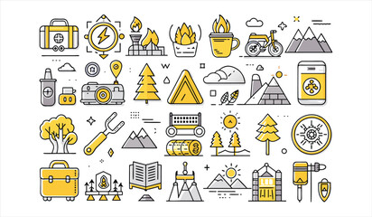 Wall Mural - a set of adventure icon. Solid icon collection, Editable stroke. Vector illustration.