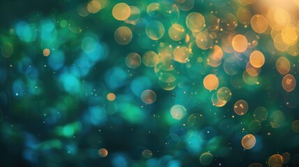 Sticker - Abstract background with blue and green bokeh lights