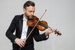 Bearded fiddler with violin instrument