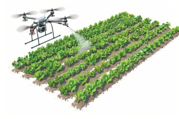 Wall Mural - High aerial views depict vibrant agritech practices in vineyards, where drone technology ensures precision and efficiency in agricultural spraying