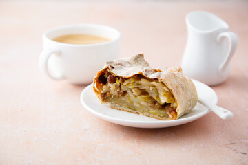 Wall Mural - Homemade apple strudel with raisins