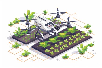 Wall Mural - Vibrant agricultural practices depicted through high aerial views of vineyards showcase efficient drone technology and agritech spraying methods