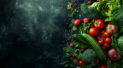 Wall Mural - Photo of Heap of Vegetables on Dark Background