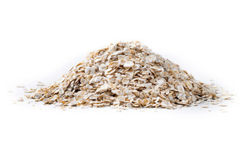 Poster - Rolled oats, healthy breakfast cereal oat flakes isolated on white background