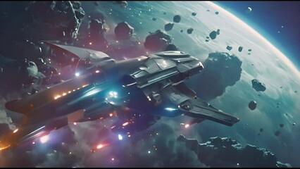 Fototapete - A fake futuristic 3D game with a selection hud to select a spaceship