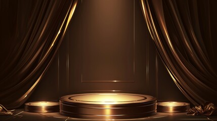 gold background podium stage golden 3d platform light stand product. background podium abstract gold