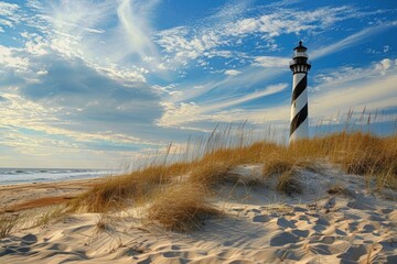 Lighthouse Light House. Cape Hatteras Lighthouse Lighting Up the North Carolina Coast