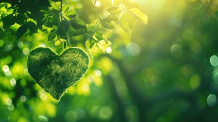 Nature Heart. Love and Ecology Concept with Leaves Background