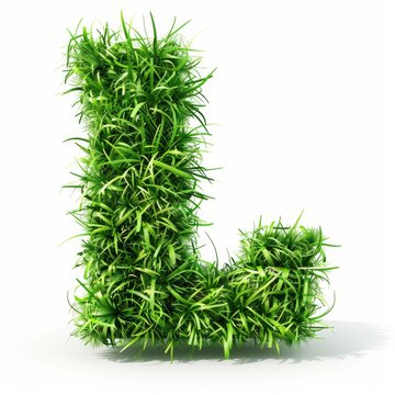 letter L made from grass isolated on a white background