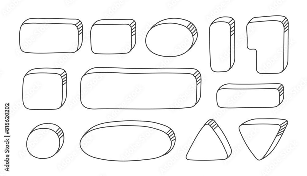 Outline buttons vector set. Elevator and computer keys various shape ...