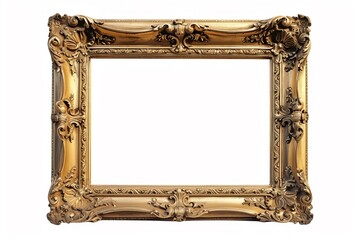 Wall Mural - Golden frame isolated on a white background.