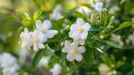Wall Mural - close up image of crape jasmine plant