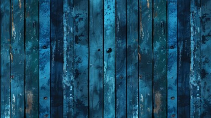 The background in this illustration is a picture of a wood floor. There is a pattern of a blue wall or fence covered with wooden panels. The wallpaper has vintage timber plank texture.