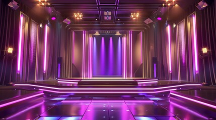 Wall Mural - stage with pink purple lights, award ceremony scene
