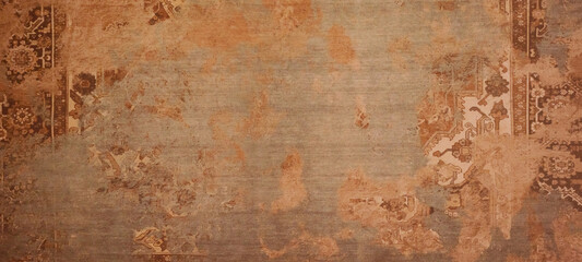 Aufkleber - Old brown orange rusty vintage worn shabby patchwork motif tiles stone concrete cement wall texture background banner