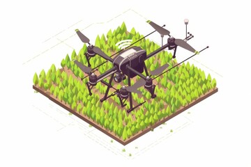 Wall Mural - Employing drone technology in sprawling cornfields facilitates sustainable management and enhances agricultural efficiency effectively