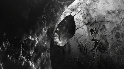 Wall Mural - a striking 3d rendition showcases an abstract piece of art featuring a damaged planet earth moon or 