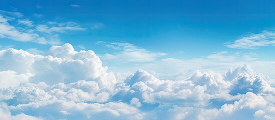 Leinwandbilder - Summer cloudy blue sky background Panoramic view with beautiful clouds Horizontal cloudscape Design element Copy space