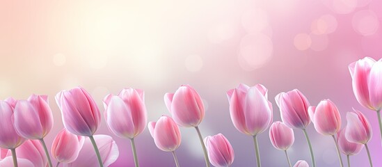Poster - A pink spring card featuring a beautiful image of tulips Copy space image