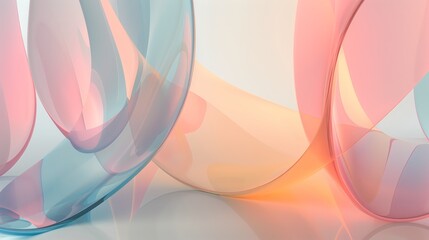 Wall Mural - Abstract background with flowing glass shapes is featured in this piece of digital art.