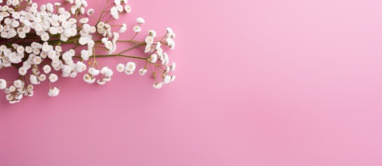Aufkleber - Floral beautiful pastel pink background Colorful small flowers Flowers Gypsophila Copy space